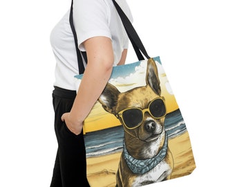 Chihuahua Tote Bag - Cute Womens Handbag - Chihuahua Gift - Dog Lover - Gift For Her - Beach Themed - Womans Purse - Dog Mama - Canvas Tote