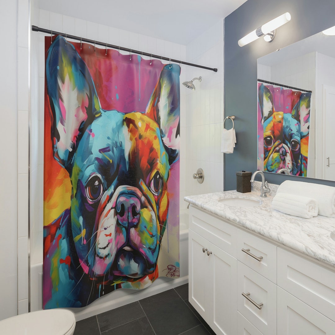 Colorful French Bulldog Shower Curtain Vibrant Patterned Etsy