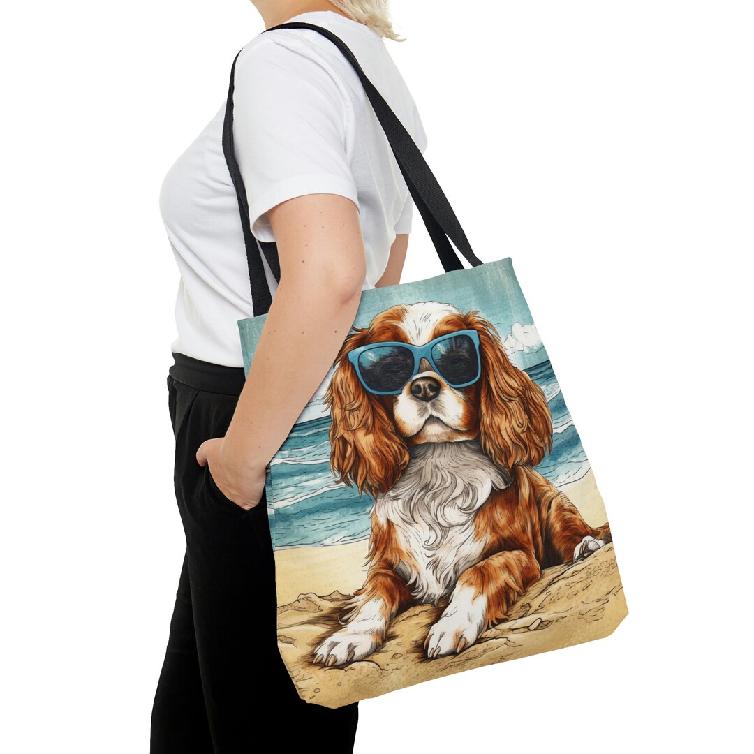 Beach Bag Cavalier King Charles Spaniel Design Dog Beach Etsy