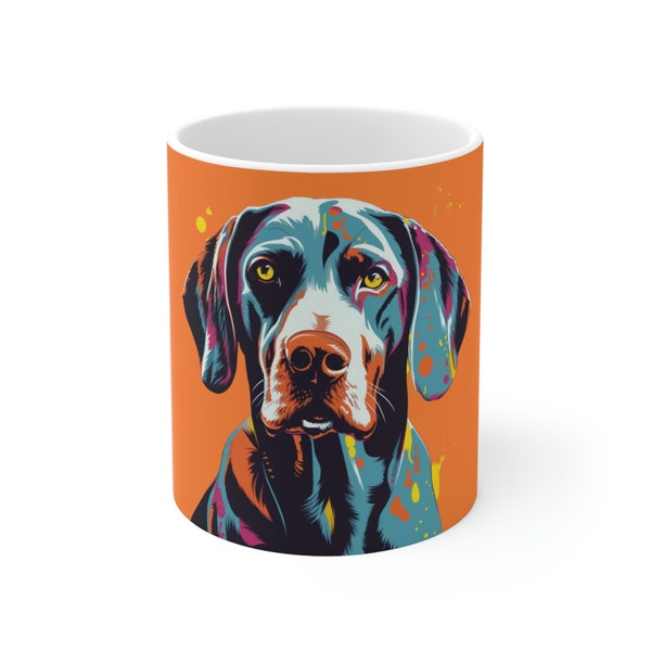 German Shorthaired Pointer Coffee Mug - Unique Vibrant Design - Colorful And Cute - Perfect Gift For GSP Lovers - 11 Oz Coffee Mug