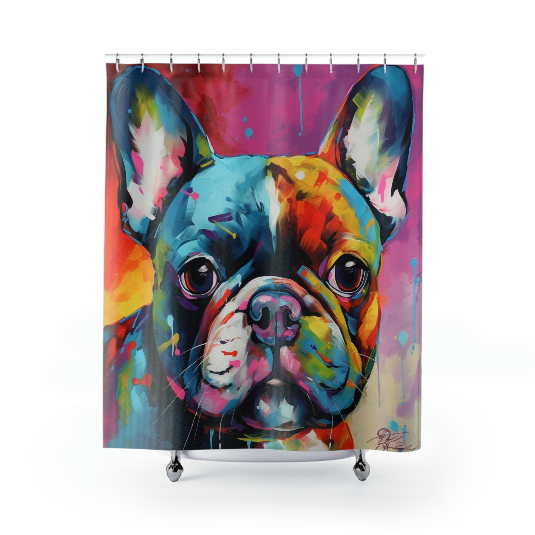 Colorful French Bulldog Shower Curtain Vibrant Patterned Etsy