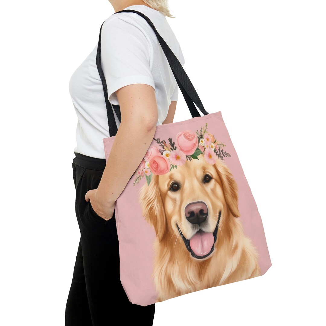 Golden Retriever Bag Adorable Floral Design Unique and Vibrant Golden