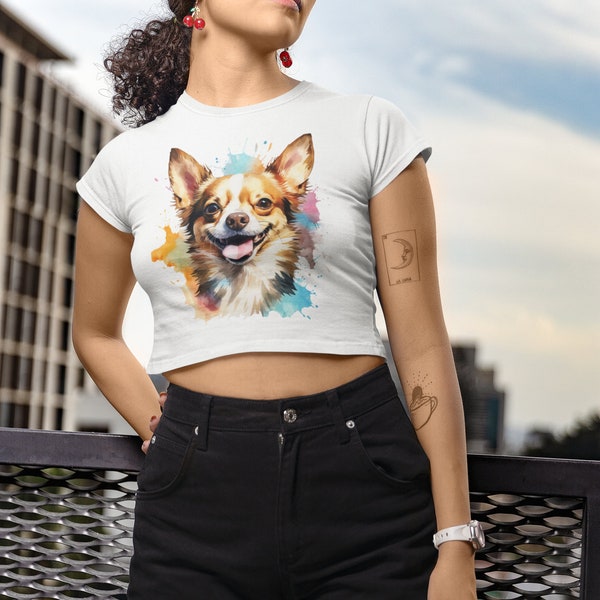 Chihuahua Crop Top, Womens Cropped Tee Shirt, Chihuahua Gift, Dog Lover Clothes, Gift For Her, Girls Summer Clothing, Chihuahua Owner