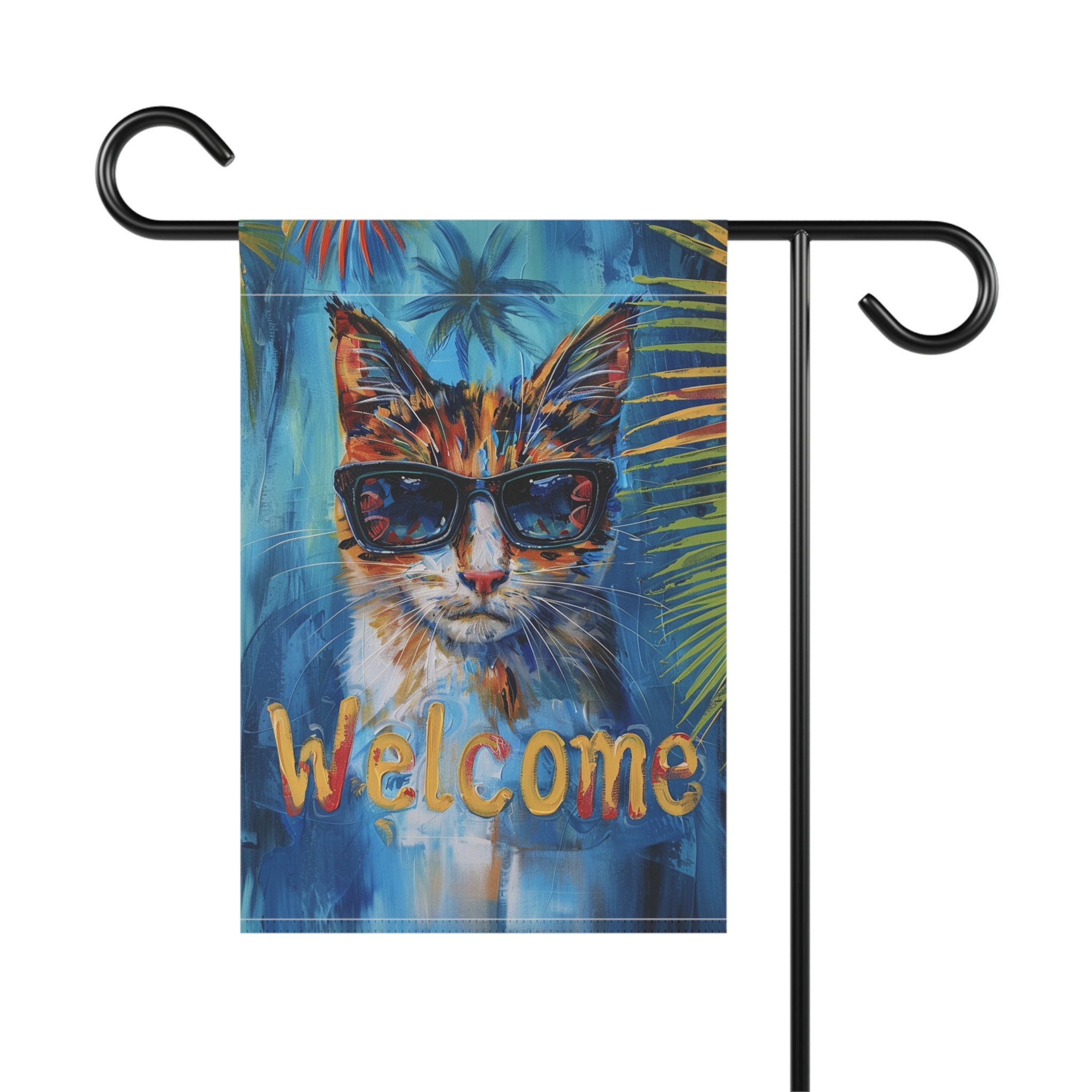 Calico Cat Garden Flag, Summer Themed Decor, Calico Cat Gift, Outdoor Decoration, Cat Lover, Home Decor, Welcome Sign, Yard Art