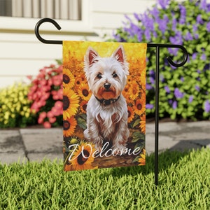 West Highland White Terrier Garden Flag - Outdoor Decoration - Westie Gift - Welcome Sign - Yard Art - Cute Home Decor - Dog Garden Flag