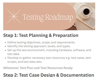 QA BA project testing roadmap template, test plan, test execution, software testing, strategic planning test
