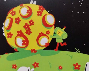 Katamari Damacy Rolling Stars Bunny Flowers 4x6 Inch Print