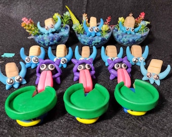 Poke Pals Omanyte Shellder and Lotad Aquariums Polymer Clay