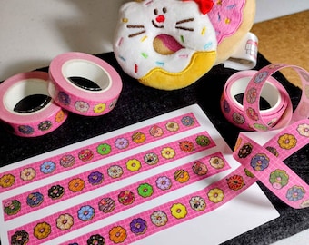 Mochi Doughnut Glitter Pink Washi Tape Assorted Mochi Donut Flavors
