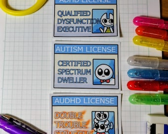 Autism Adhd and AuDhd License Stickers