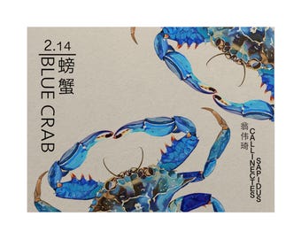 Blue Crab Horizontal Poster - Tan