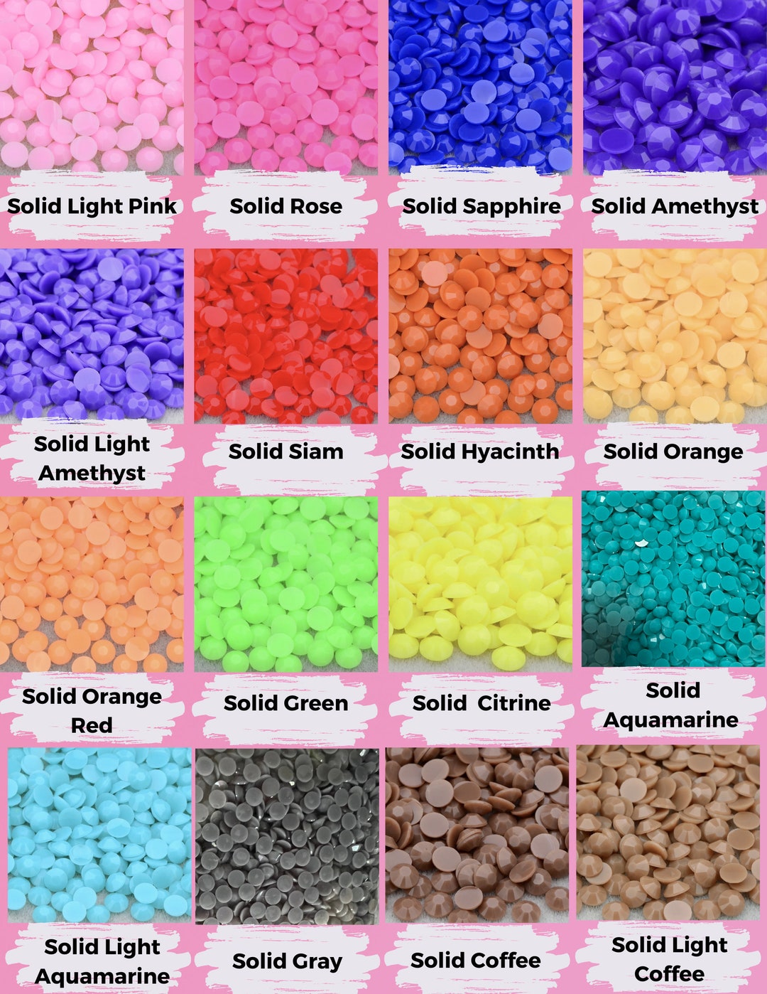 Opaque Jelly Flatback Solid Resin Rhinestones No AB Coating 5,000 per ...