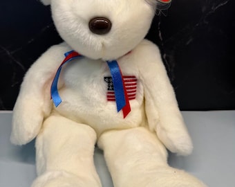 TY Beanie Buddy "Libearty" the Bear with Patriotic American Flag "Mint" Tag