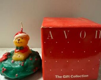 Vintage Avon The Gift Collection Christmas Teddy Candle