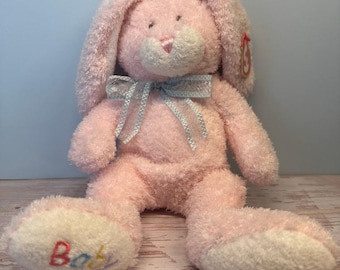 2005 TY Baby Collection " Bunny Hop" Pink Stuffed Rabbit 8"