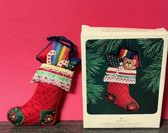 Vintage Embroidered Stocking Ornament