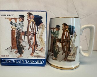 Vintage 1985 Norman Rockwell "River Pilot" Mug Seafarers Collection Created for Long John Silver's Seafood Shoppes