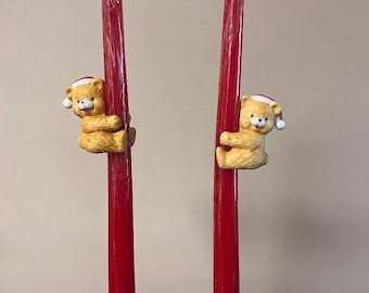 Vintage 1980&#39;s House of Lloyd Bear Candle Huggers No. 31-090