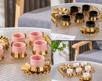 Beautiful Arabic Style Expresso Cup set with Tray, 13 pcs set,  13pcs cups set for coffee, 90ml