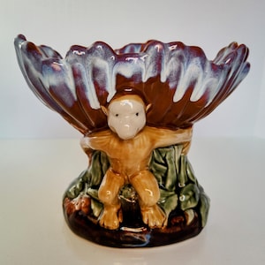 Vintage Majolica Monkey Bowl
