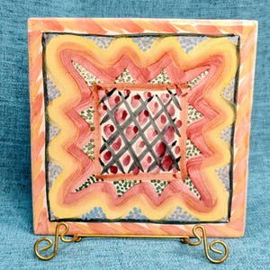 Mackenzie Childs Hand Painted - Etsy MacKenzie Childs Terracotta Hand Painted Trivet Hot Plate 6\
