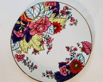 Vintage Tobacco Leaf Dinner Plate Imperial Leaf China | Colorful Floral Chinoiserie Plate | Asian Inspired Porcelain | Replacement Plate