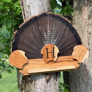 Multi-tail *Custom* Turkey Tail/Beard Mount Plaque Epoxy & Wood - Satin Finish - Custom Multi-Piece Design
