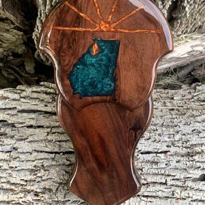 Turkey Tail Mount Plaque *State* Epoxy Inlay - High Gloss Finish