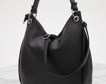 Minimalistische Leder Umhängetasche für Frauen, Handgefertigte Große Tasche, Ethno Handtasche, Slouchy Arbeitstasche, Geschenk für Sie