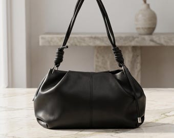 Slouchy Schultertasche für Frauen Vegan Leder Hobo Bag Geraffte Weiche Handtasche Trendy Cloud Bag Ästhetische Achsel Geldbörse Geschenk für Sie Alltag