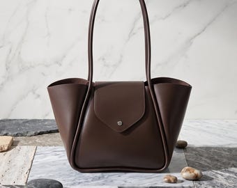 Minimalistische Vegan Leder Einkaufstasche, Moderne Schultertasche für Frauen, Ästhetische Tägliche Handtasche, Anspruchsvolle Arbeit Geldbörse, Geschenk für Sie Keine Farbe