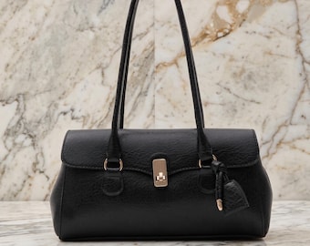 Vintage Stil Schultertasche für Frauen Vegan Leder Baguette Tasche Klassisch Unterarm Geldbörse Ästhetisch Elegant Handtasche Retro Geschenk für Sie 90er Jahre