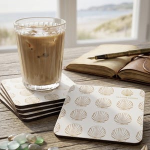 Neutrale goud en witte strandonderzetters Lake House salontafel accessoires nautisch thema onderzetter set housewarming cadeau-idee