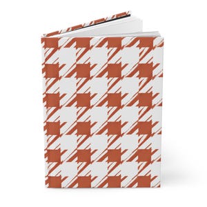 Sienna Houndstooth Hardcover Journal Lined Writing Notebook Perforated Page Diary Sewn Binding Patterned Student Book Artist Sketch Travel