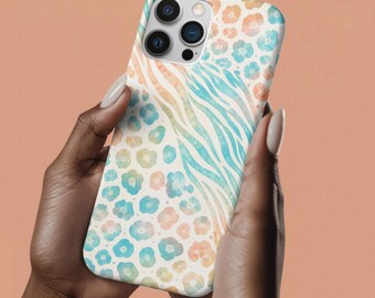 Pastell Tierdruck Handyhülle | Geschenk für Teen | Geschenk für Sie | Zebra-Print-Handyhülle | Leopard Print Handyhülle | Schützende Doppelschicht