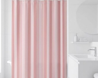 Pink Shower Curtain, Cotton Candy Striped Design with Water-Resistant Material