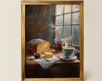 Gemütliches Frühstück Stillleben Print: Rustikale Küchen Wand Kunst