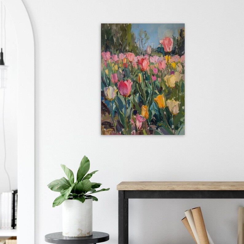 Impressionist Tulip Field Art Print: Vibrant Spring Landscape - Etsy