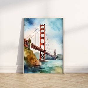 Golden Gate Bridge Watercolor - Printable San Francisco Artwork
