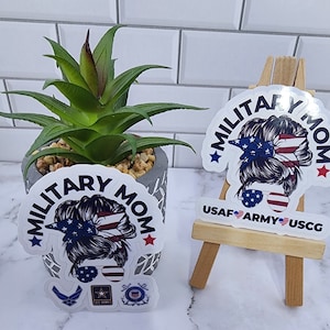 Military Mom Die Cut Stickers Army Navy Marine Air Force, Coast Guard Mom sticker military mom decal patriotic mom sticker gifts for her
