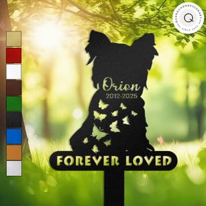 Personalized Yorkshire Terrier Memorial Stake with Butterflies, Custom Yorkie Grave Marker, Dog Loss Gift for Garden or Outdoor Decor