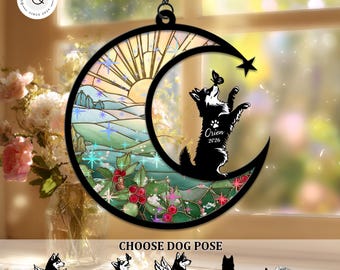 Personalized Husky Memorial Suncatcher, Loss/Birth Month Flower, Custom Husky Loss Gift, Dog Window Hanging Decor