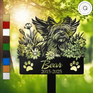 Custom Angel Yorkshire Terrier Dog Memorial Stake, Personalized Metal Grave Marker, Outdoor Tribute Gift for Yorkie Lovers, Garden Pet Decor