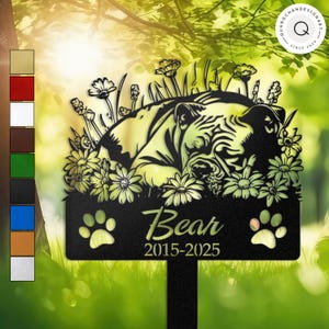 Personalized American Bully Memorial Stake, Custom Dog Loss Grave Marker, Sleeping Bully Tribute Garden Decor, Pet Remembrance Gift