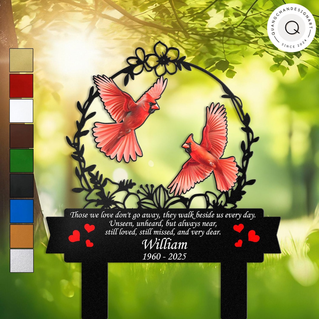 Custom Cardinal Memorial Garden Stake, Personalized Cardinal ...