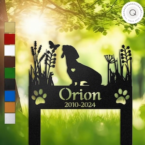 Personalized Dachshund Dog Memorial Garden Stake with Butterfly, Custom Pet Grave Marker, Outdoor Tribute for Dog Lovers, Metal Garden Decor