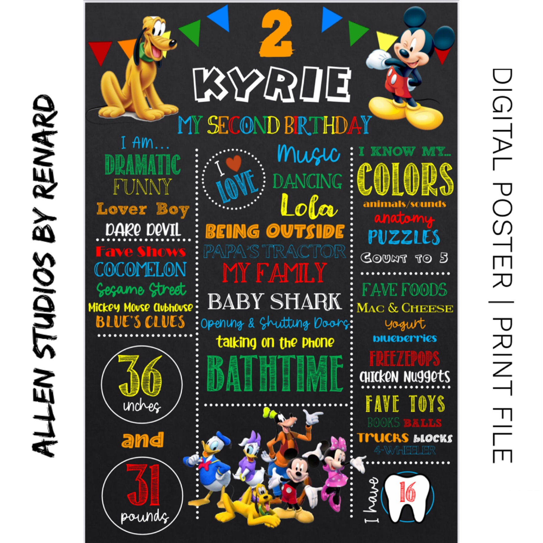 DJ's 1st Birthday Coloring Station Sign made by ME / MickeyMouseClubhouse