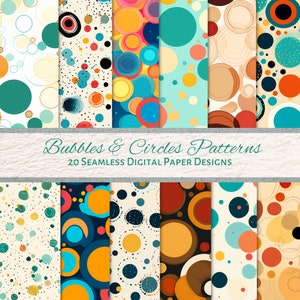 Seamless Bubble Circle Patterns Digital Paper - Scrapbooking, Wrapping, Cricut, DIY Crafts, Background, Printable, Design Elements.