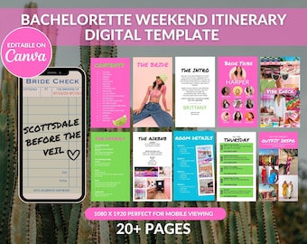 Bachelorette Party Itinerary Template Digital Bachelorette Itinerary Scottsdale Before the Veil Retro Theme Scottsdale Bachelorette Weekend