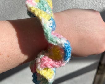 multicolor crochet scrunchie